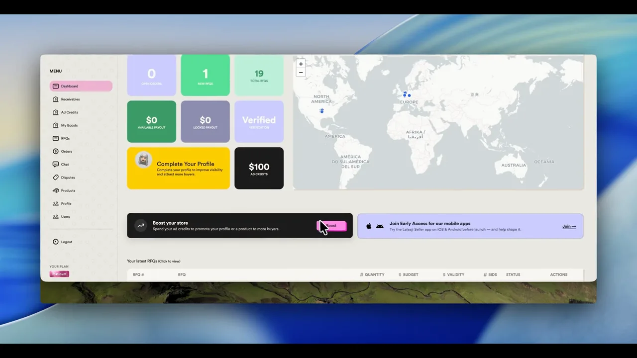 Boosting a store from the seller dashboard