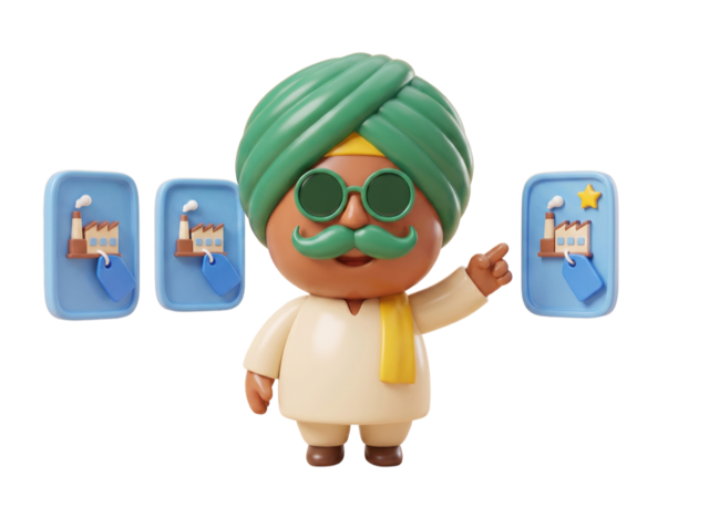 Mascot comparing factory bids