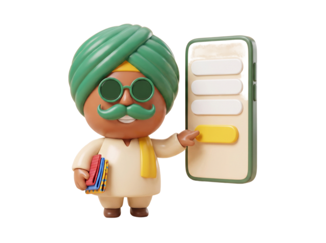 Mascot submitting a request on a phone