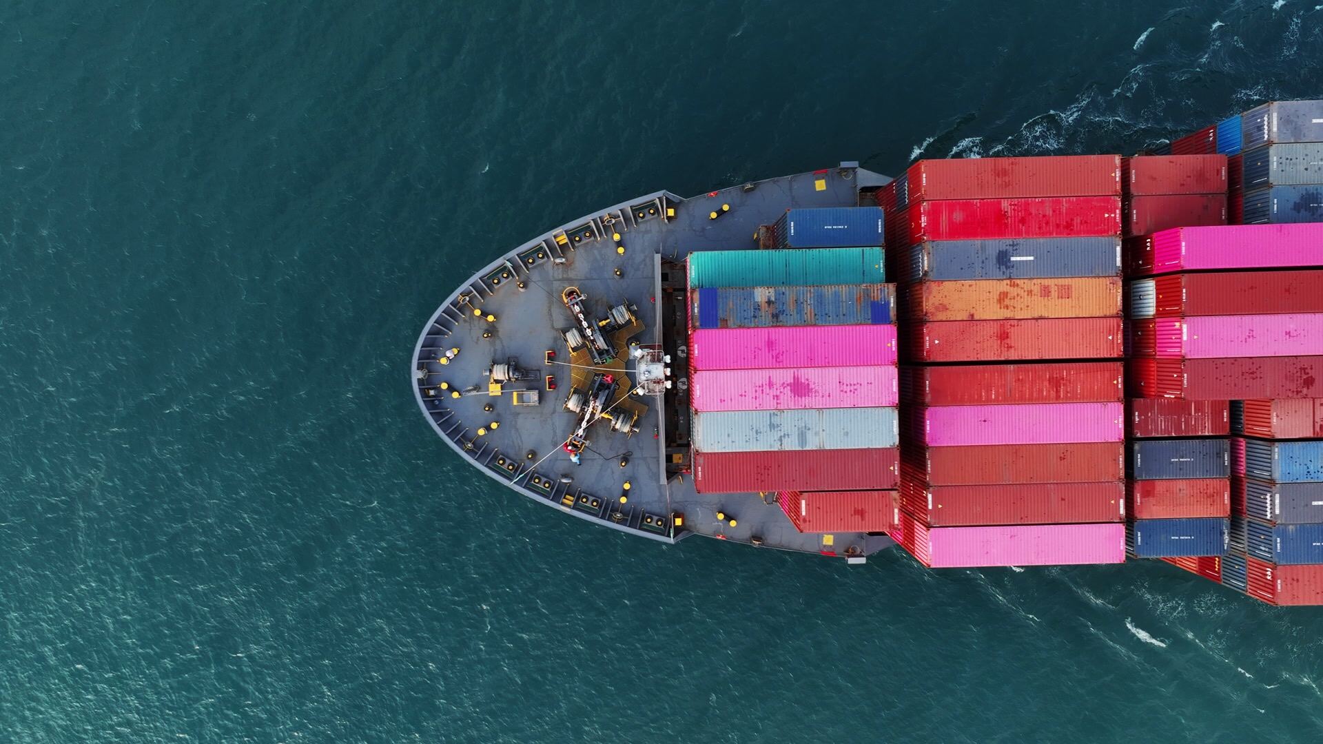 Containers moving through the port