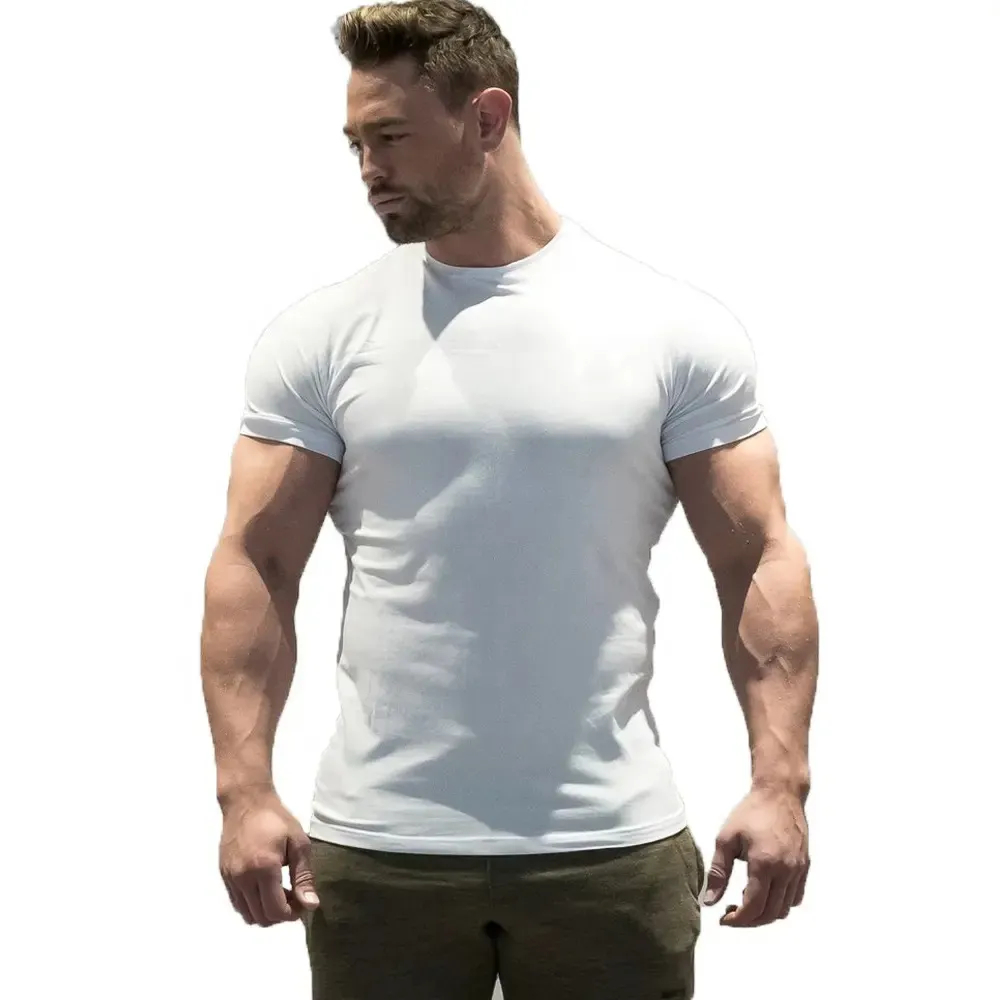 Custom muscle men gym t shirts Custom your own logo t shirt mens gym fitness bodybuilding gym shirt - view 2