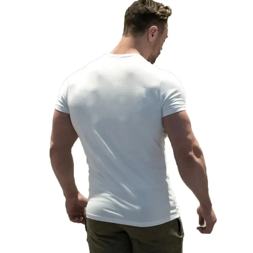 Custom muscle men gym t shirts Custom your own logo t shirt mens gym fitness bodybuilding gym shirt - view 3