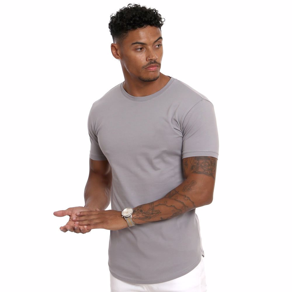 Muscle Fit Men Gym T shirt Polyester Stretchy Casual Crewneck Slim Top Selling Men gym t shirt