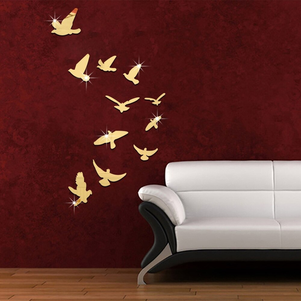 12p Acrylic Golden Birds trending Art | Home Improvement | Home Decoration Birds - view 2