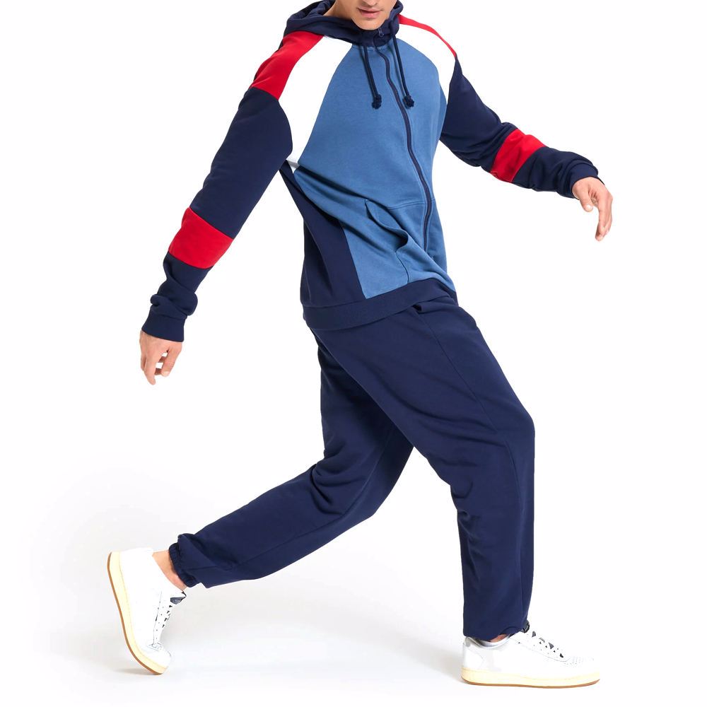 Wholesale casual mens track suit two custom logo printing men hoodie and stacked sweatpants set - view 2