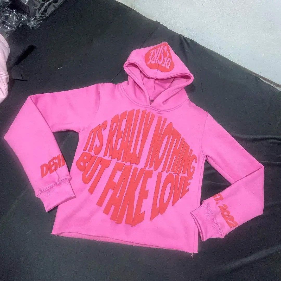 Custom Sweater Terry French Hoodies Puff Printing Hoodie Letters Graphic 3D Puff Printing - view 4
