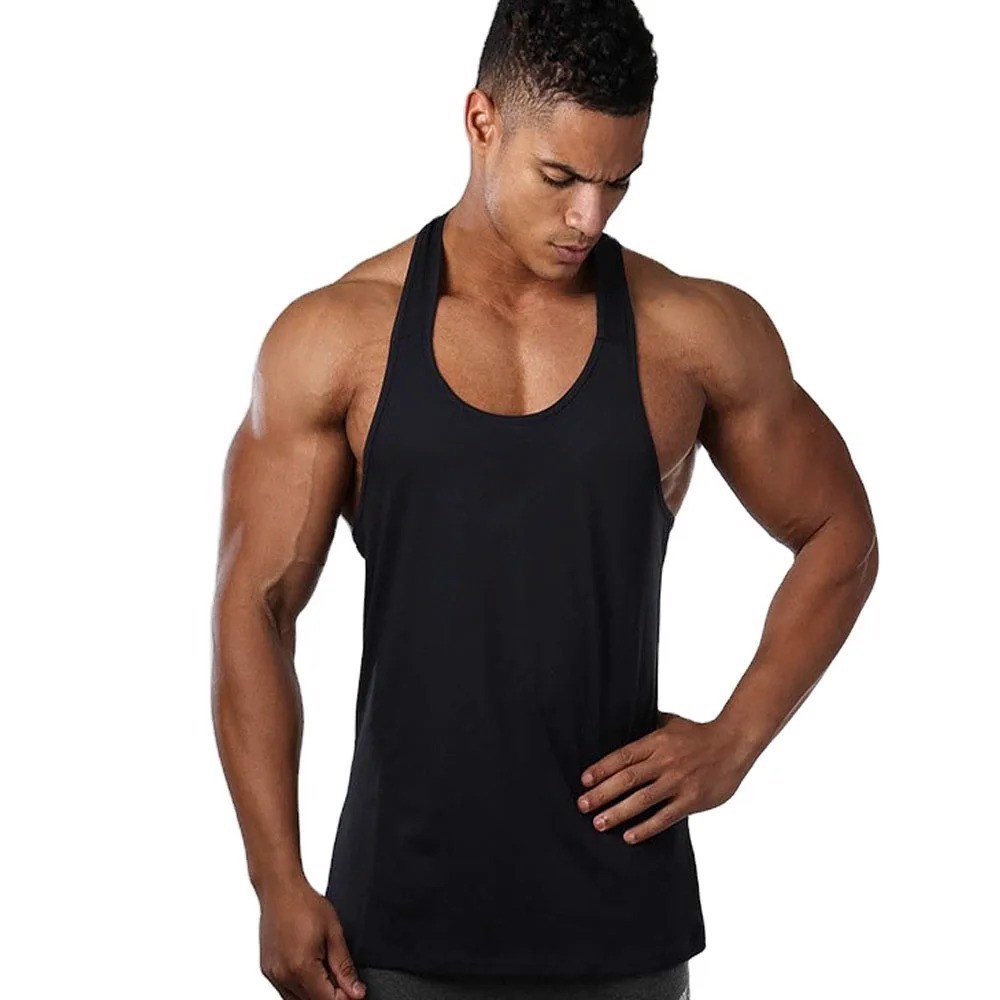  Men Summer Plain Blank Cotton Vest Tank Top Gym Clothing Bodybuilding Men Tank Top