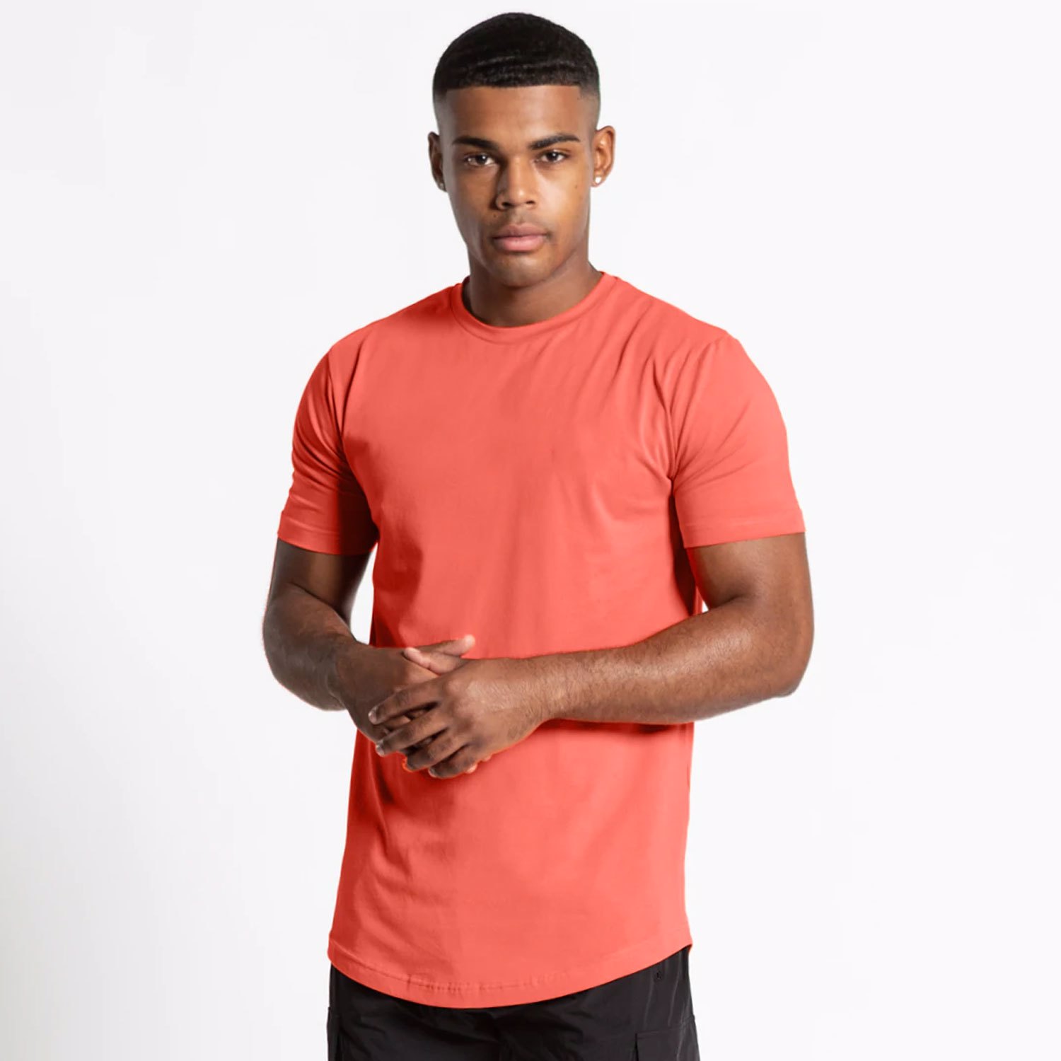 New Slim Fit Longline T Shirt Longer Drop Curved Hem Muscle Slim Fitted Gym t shirt