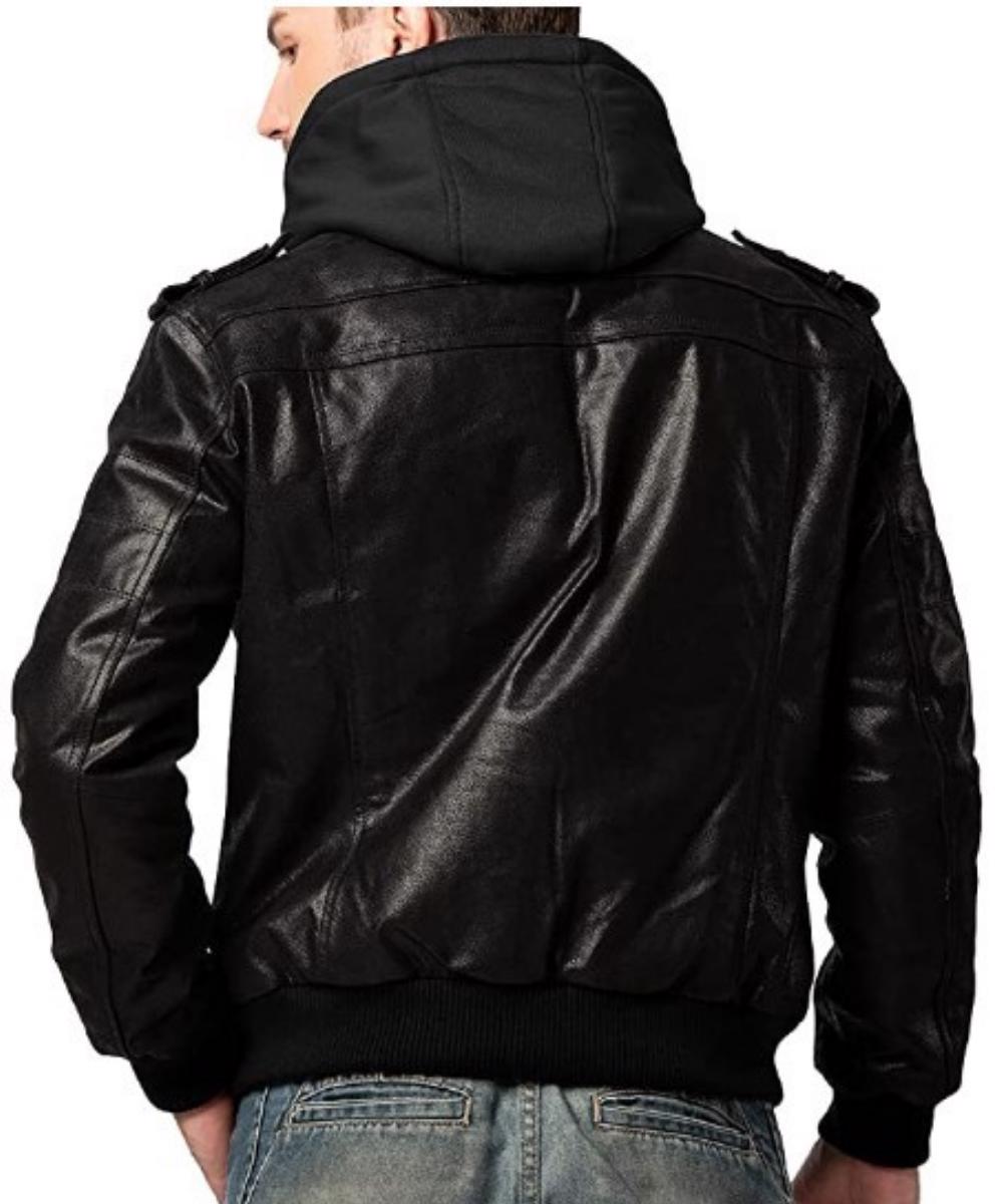 Real Sheepskin Winter Fashion Leather Jacket Men for Motorcycle Bikers Riders with Removable Hood - view 11