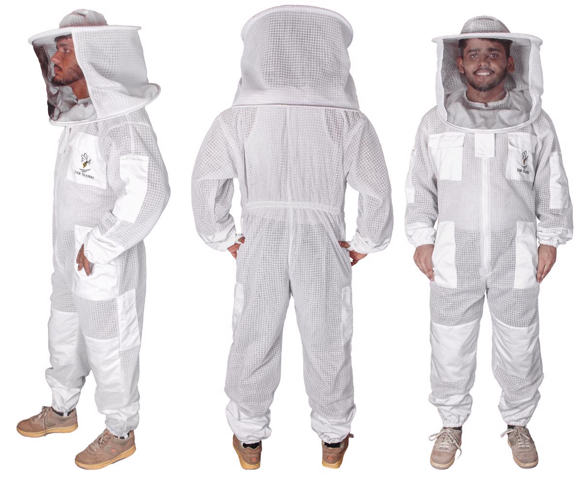 3 Layers Ultra Breeze Ventilated Beekeeping Bee Suit for Unisex Beekeepers with Round / Fencing Veil