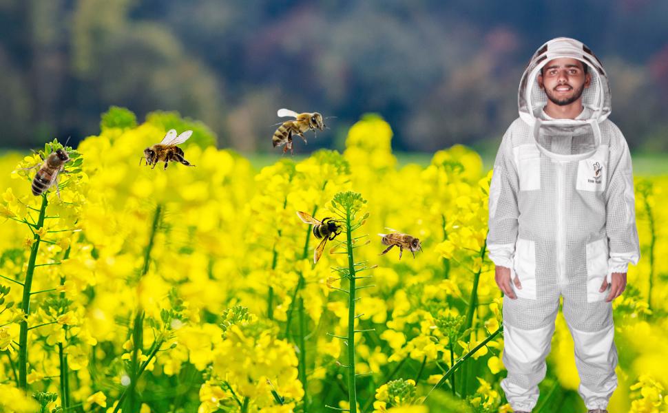 3 Layers Ultra Breeze Ventilated Beekeeping Bee Suit for Unisex Beekeepers with Fencing Veil - view 8