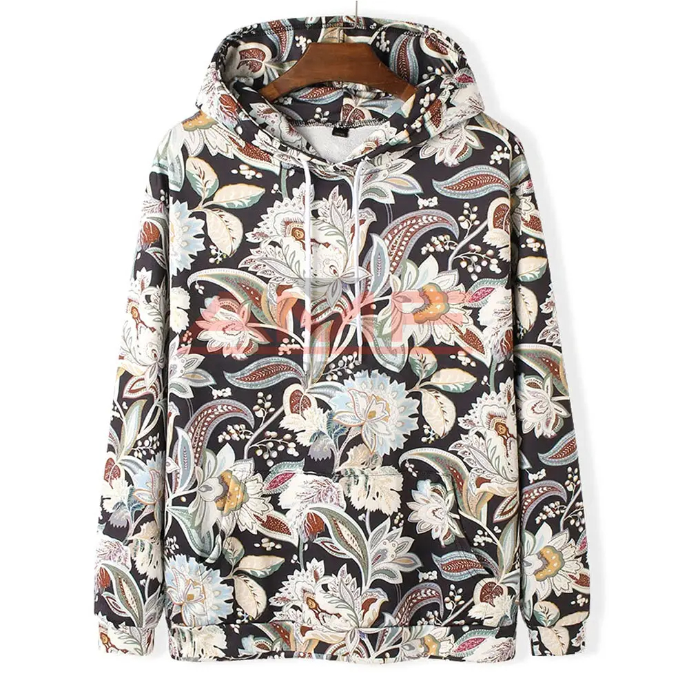 High Quality Men's Long Sleeve Custom Puff Printed Pullover Cotton French Terry sublimation Hoodie
