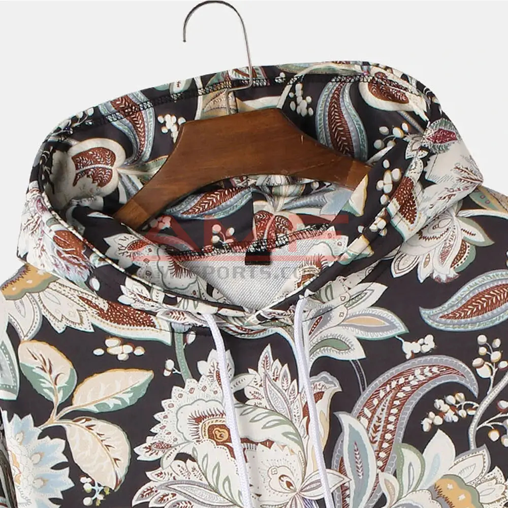 High Quality Men's Long Sleeve Custom Puff Printed Pullover Cotton French Terry sublimation Hoodie - view 3