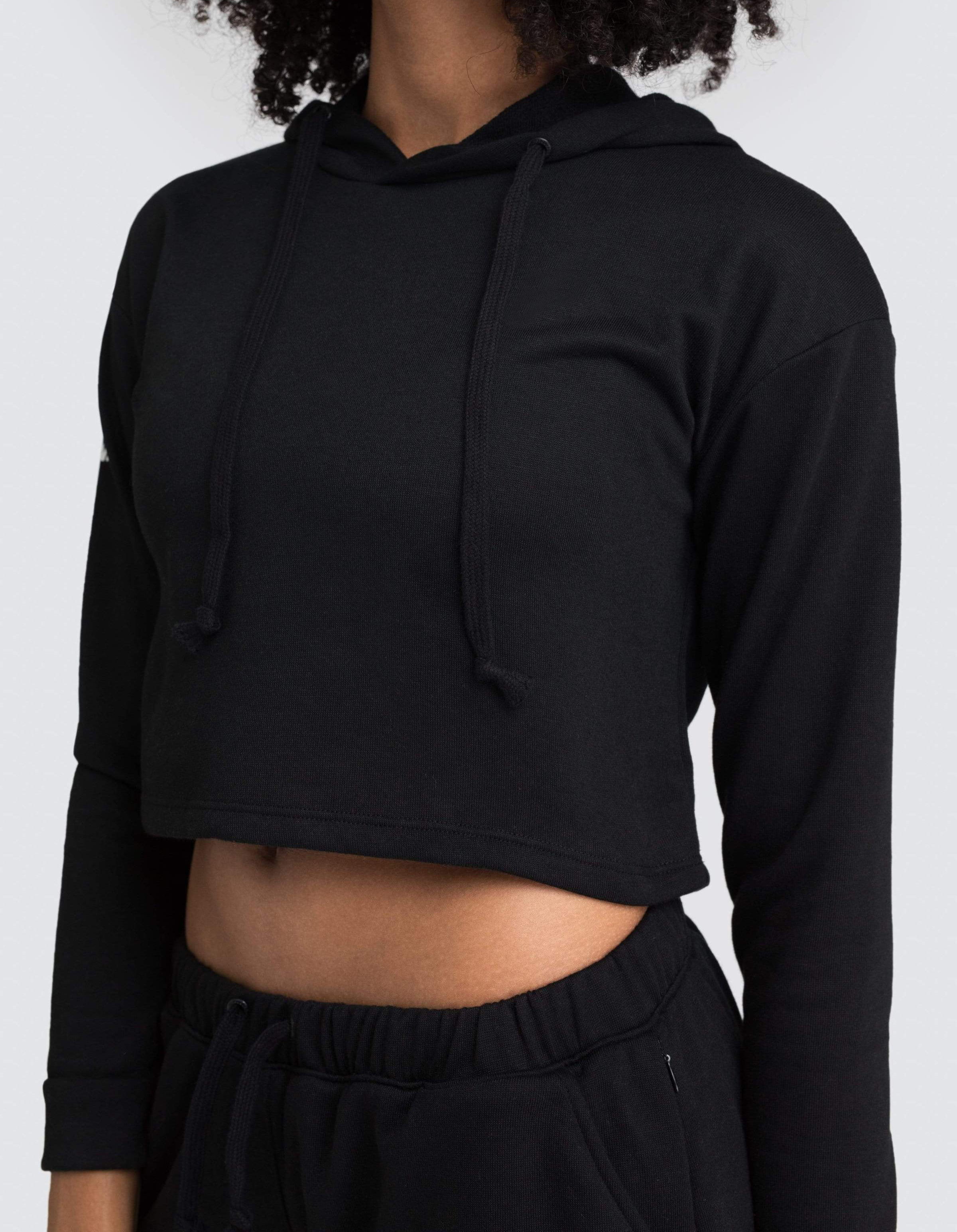 Women Crop Tops Hoodies Full Black CTH02 - view 2