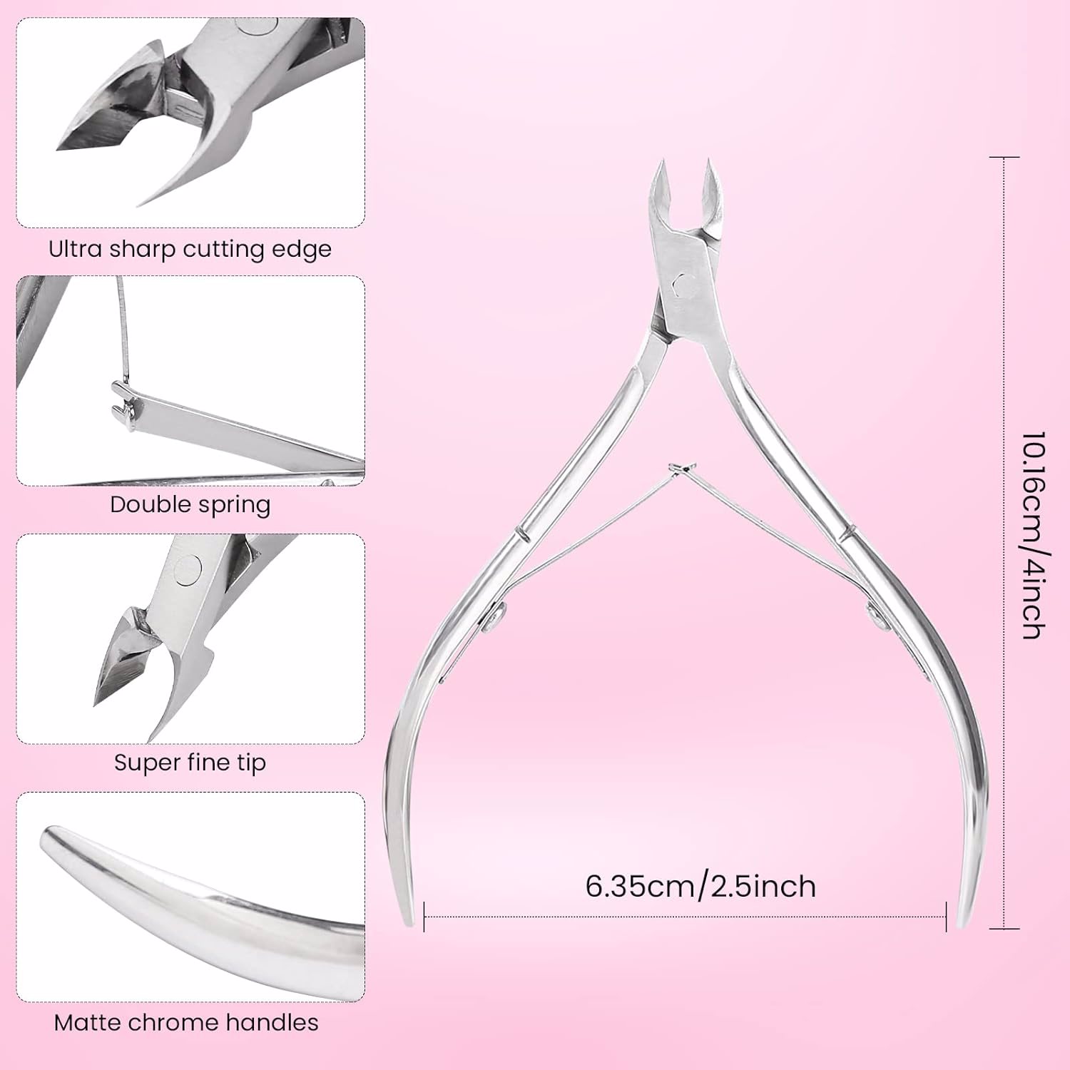 Professional Cuticle Trimmer Nail Cuticle Cutter Stainless Steel Cuticle Nippers with Sharp Blades - view 3