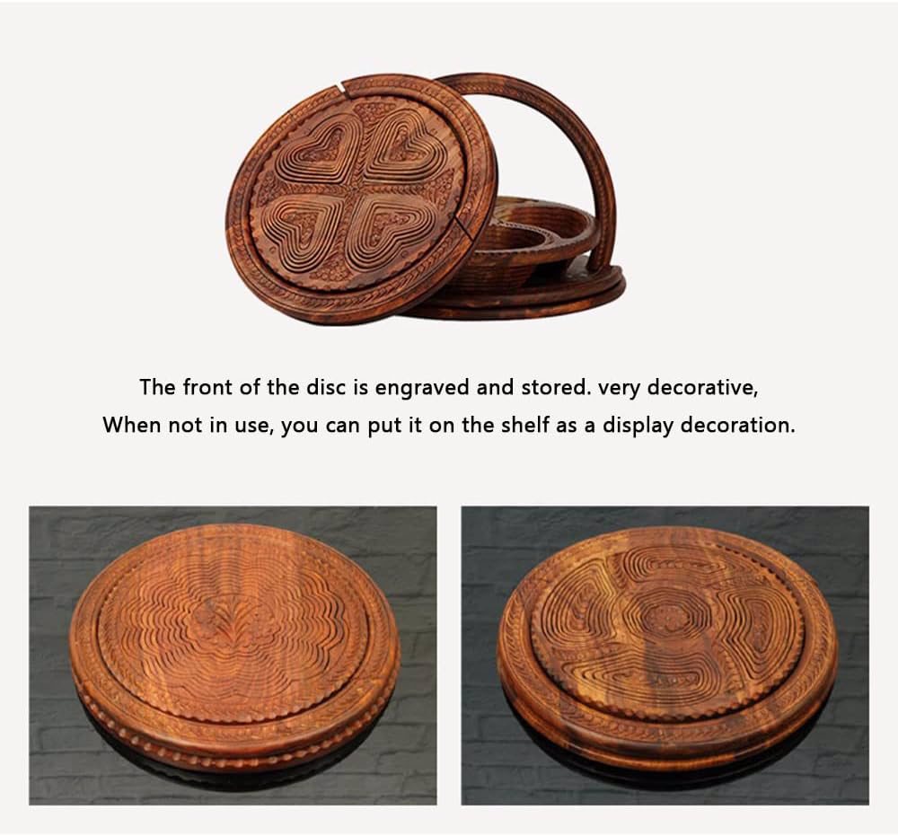 MNSRRN Solid Wood Carving  Handmade Retro Snack Melon Seeds Candy Wooden Basket,4 - view 4