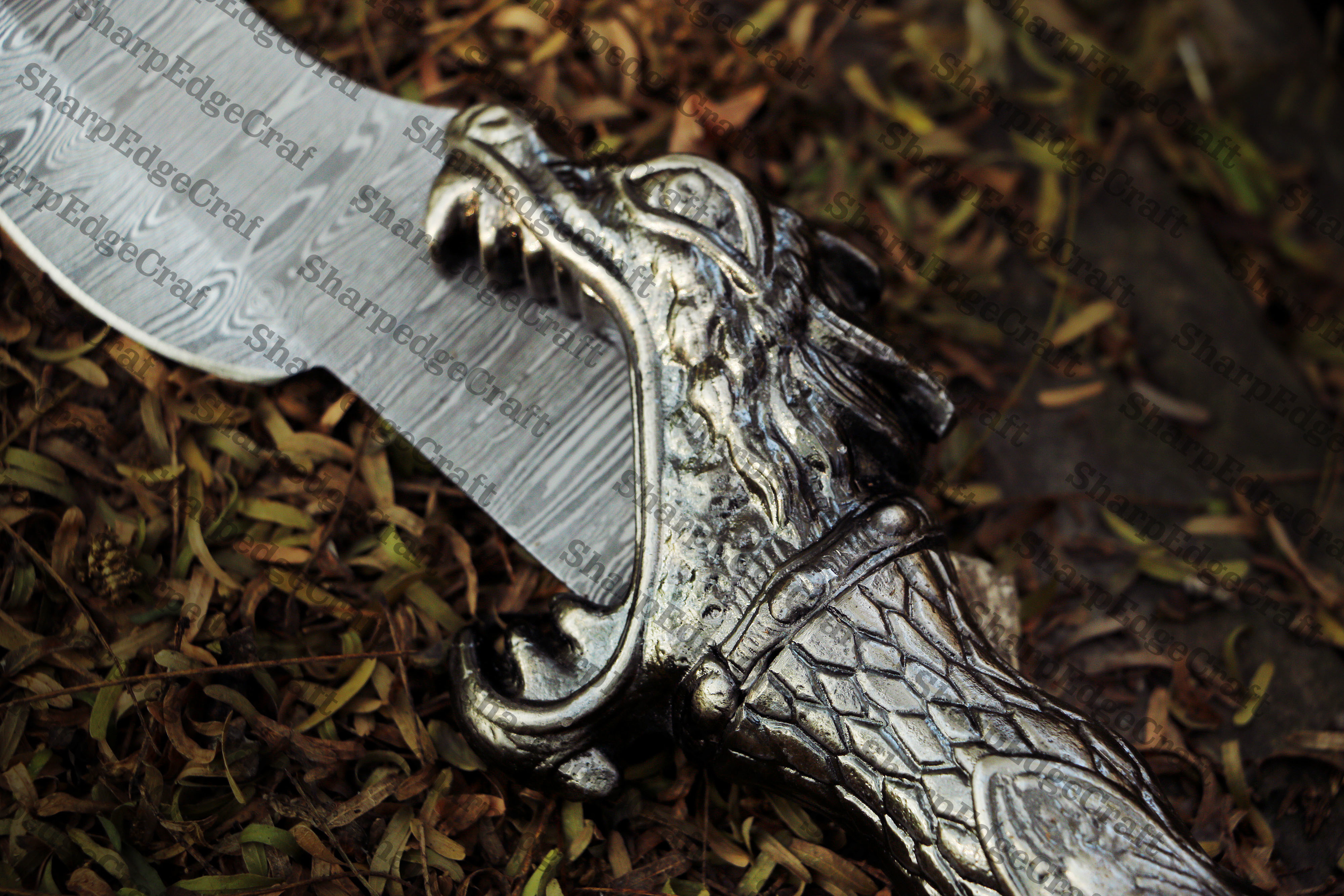 Handmade Damascus Steel Dragon Sword With leather sheath Birthday gift, Gift for groomsmen - view 6