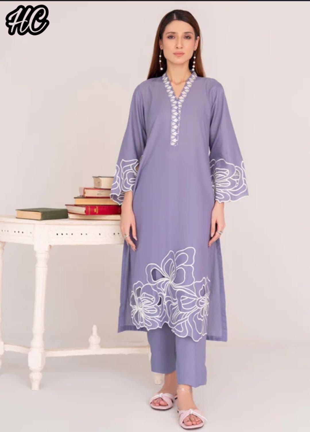 COTTON CUT WORK EMBROIDERY 2PCS SUIT
