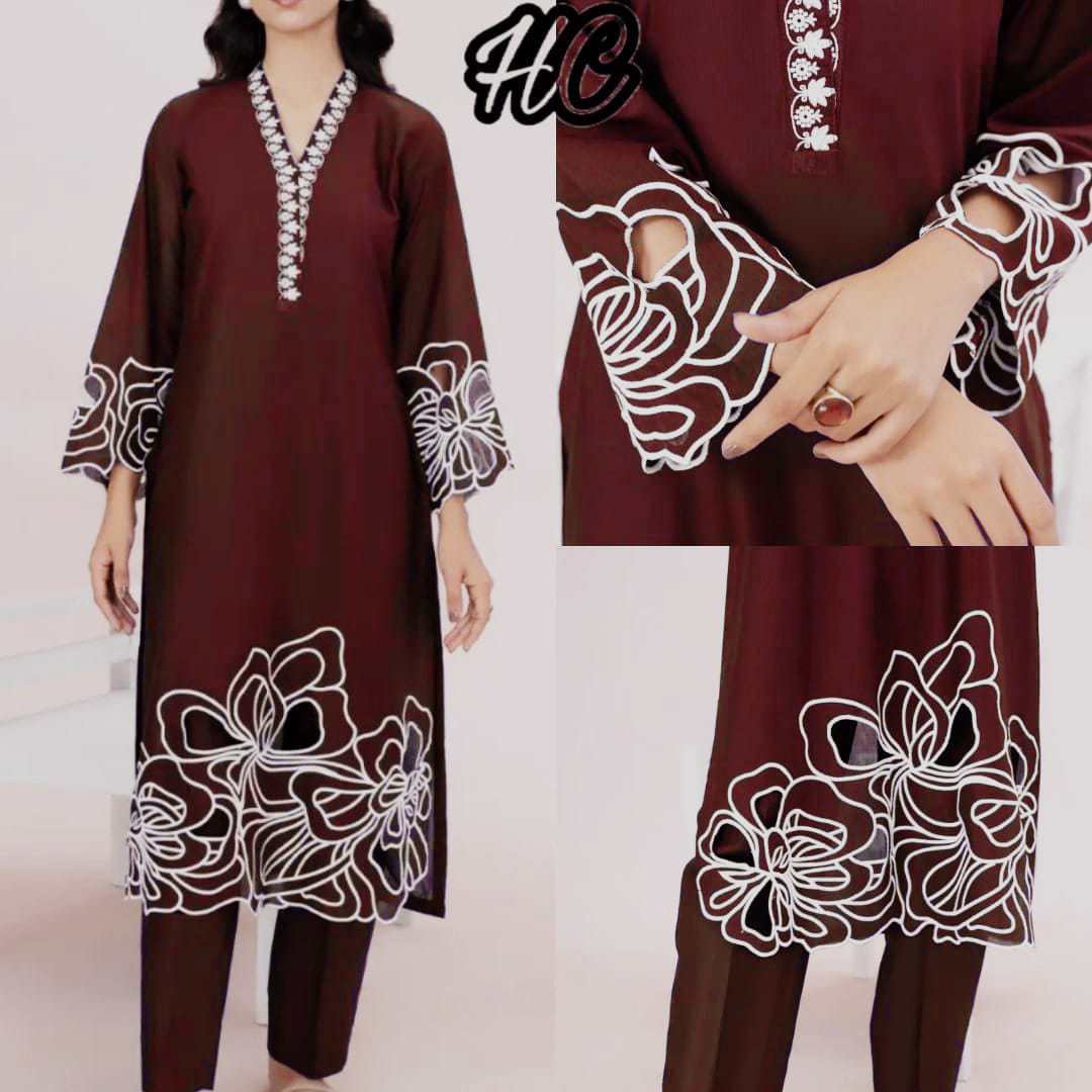 COTTON CUT WORK EMBROIDERY 2PCS SUIT - view 2