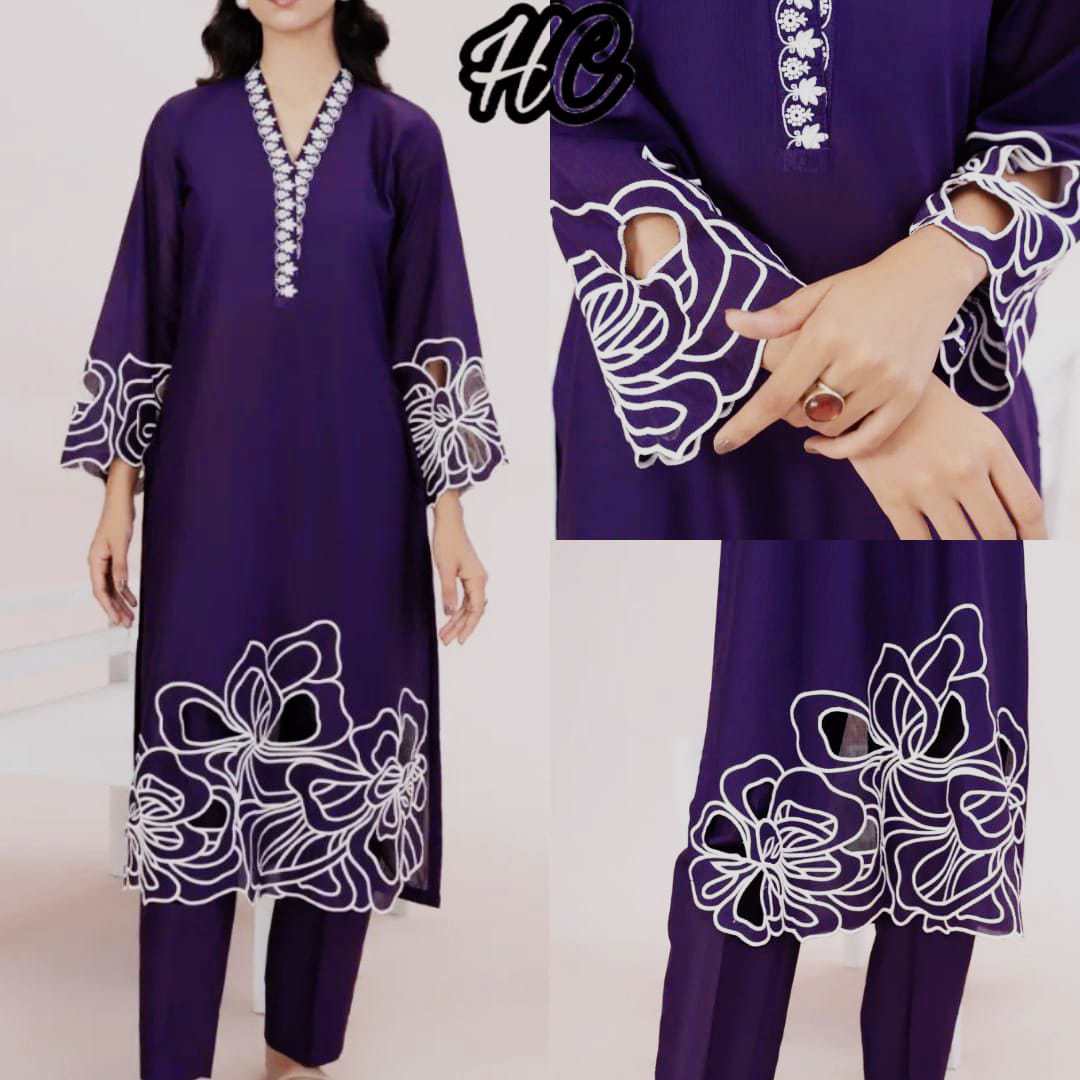 COTTON CUT WORK EMBROIDERY 2PCS SUIT - view 3