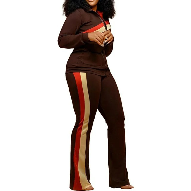 2 Piece Tracksuit Set Striped Activewear Sweatsuit , Sweatshirts+Pants Workout Joggers Sets 