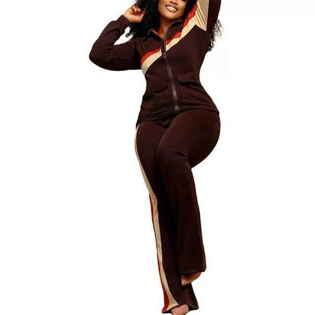 2 Piece Tracksuit Set Striped Activewear Sweatsuit , Sweatshirts+Pants Workout Joggers Sets  - view 2