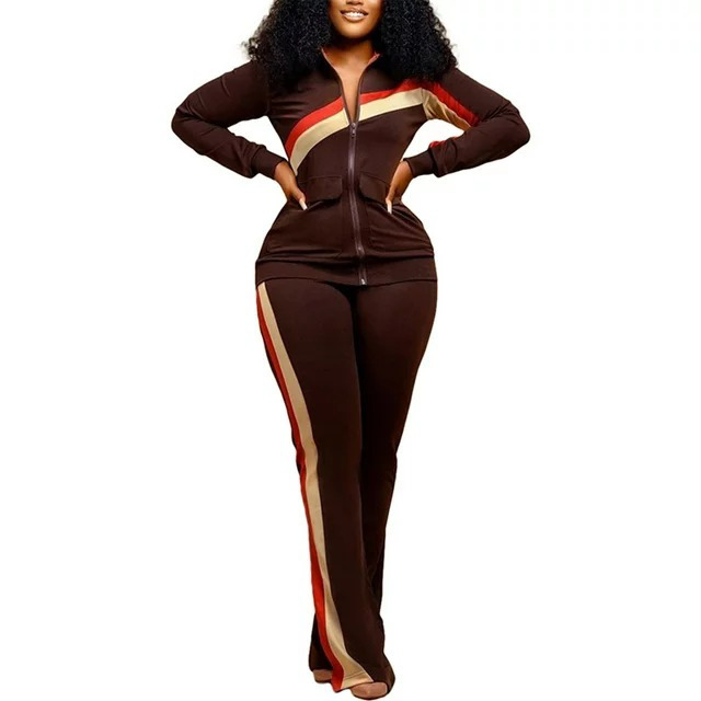 2 Piece Tracksuit Set Striped Activewear Sweatsuit , Sweatshirts+Pants Workout Joggers Sets  - view 3