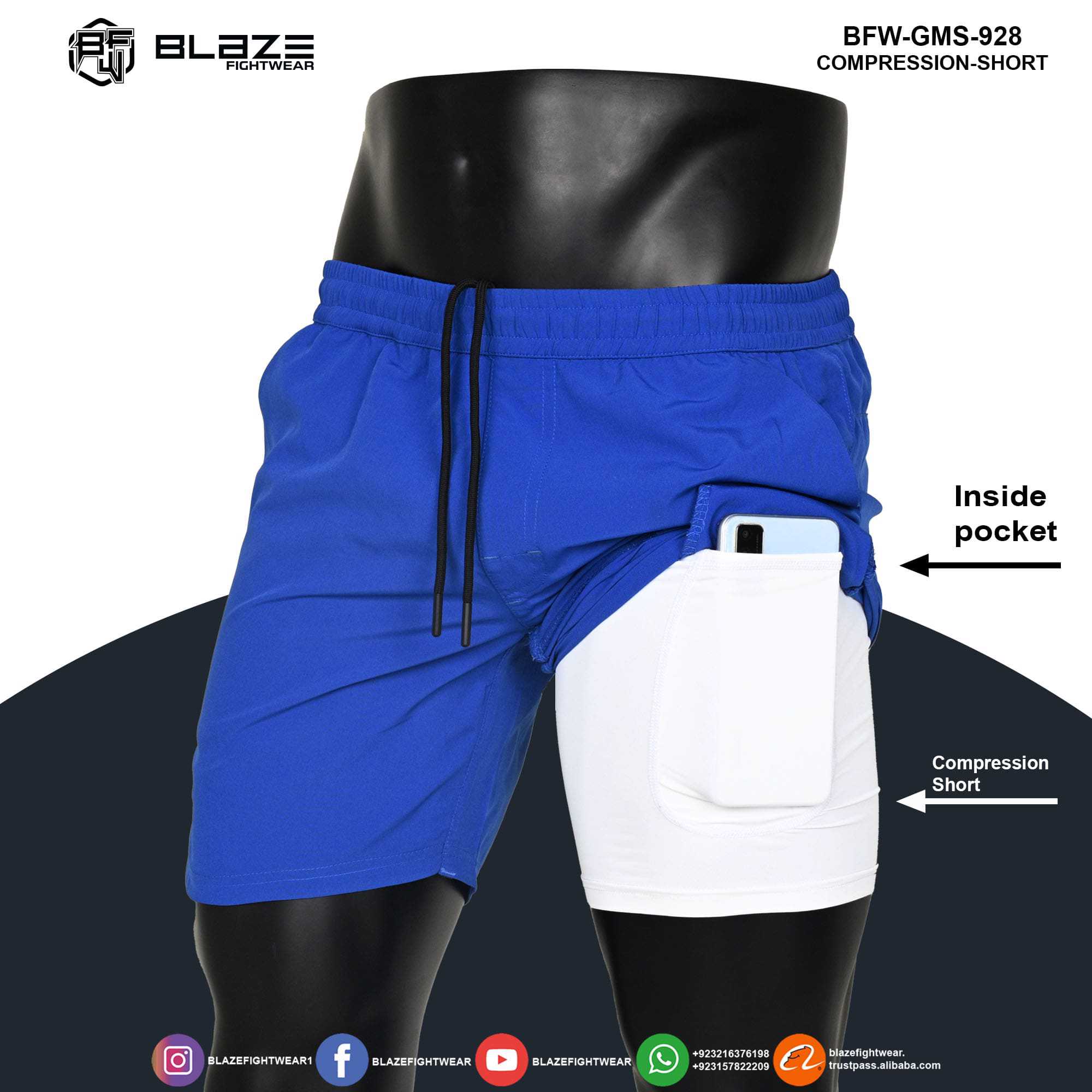 Compression Shorts with Pockets Athletic shorts Underwear for Running Workout Training - view 5