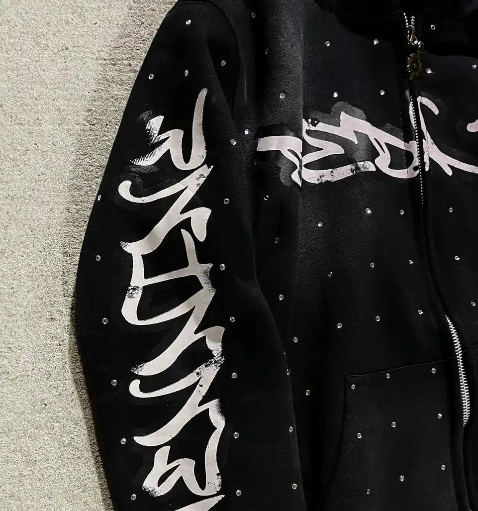 Pakistan Professional Rhinestone Hoodie Manufacturer New Arrival Selling Rhinestone Hoodie