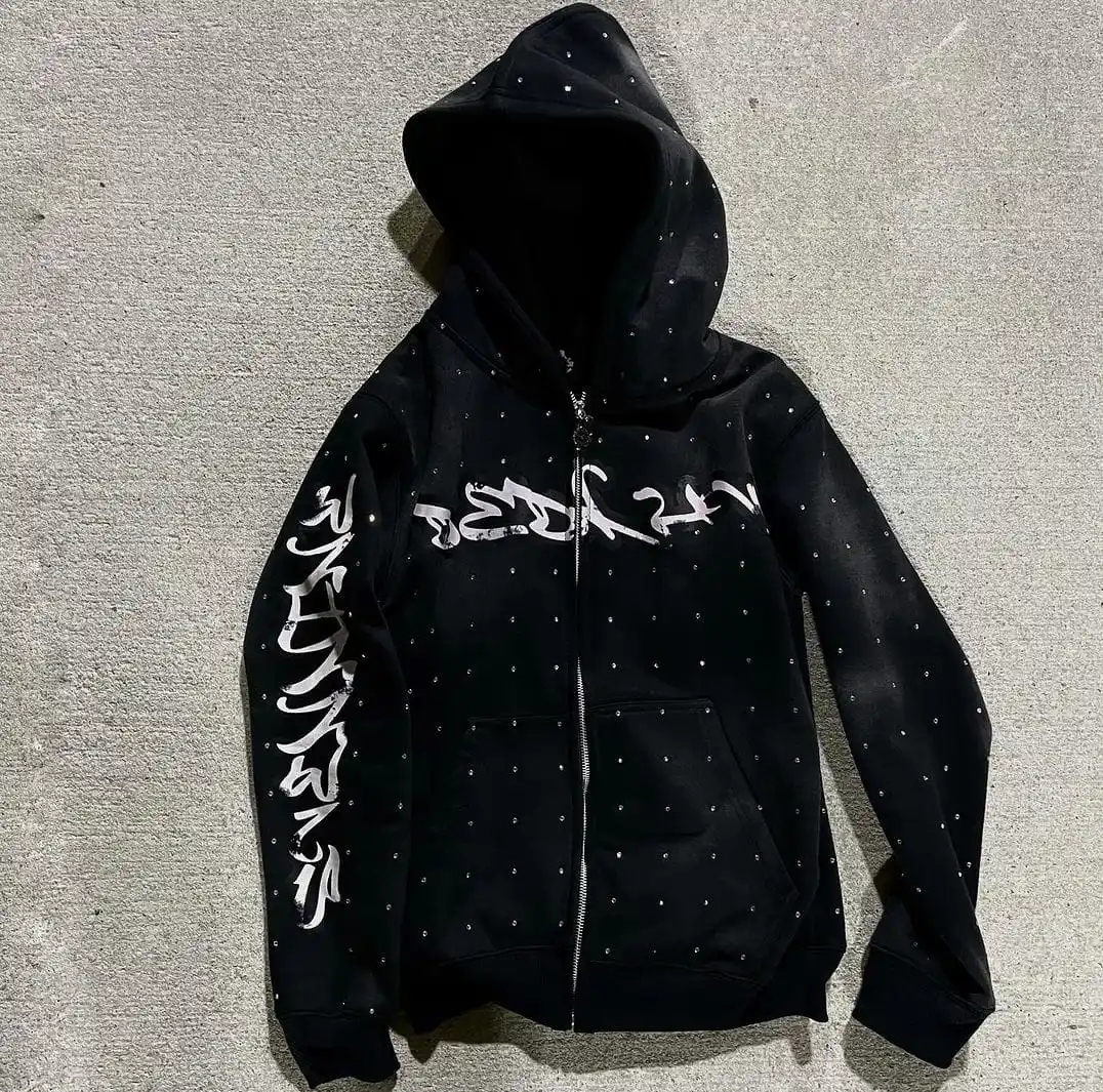 Pakistan Professional Rhinestone Hoodie Manufacturer New Arrival Selling Rhinestone Hoodie - view 4