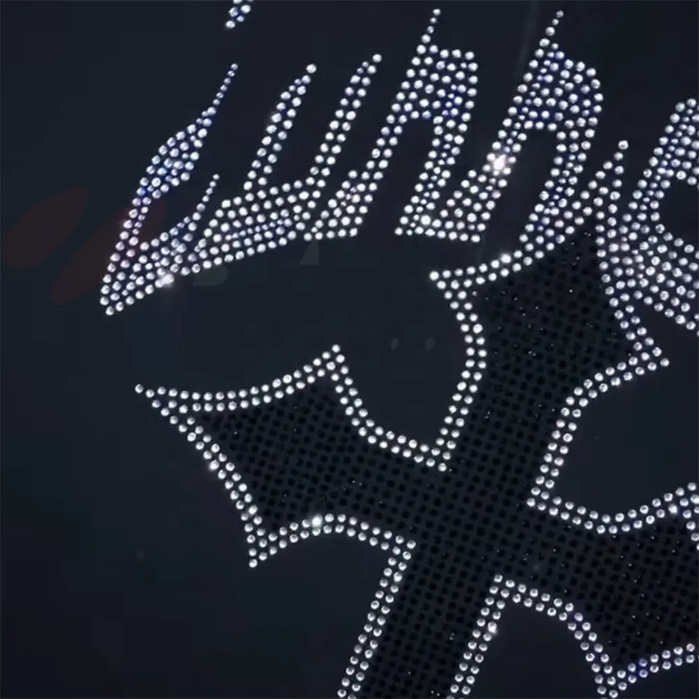 Factory Direct Supply Solid Color Men Rhinestone Hoodies Print Logo Thick Rhinestone Zip Up Hoodie - view 3