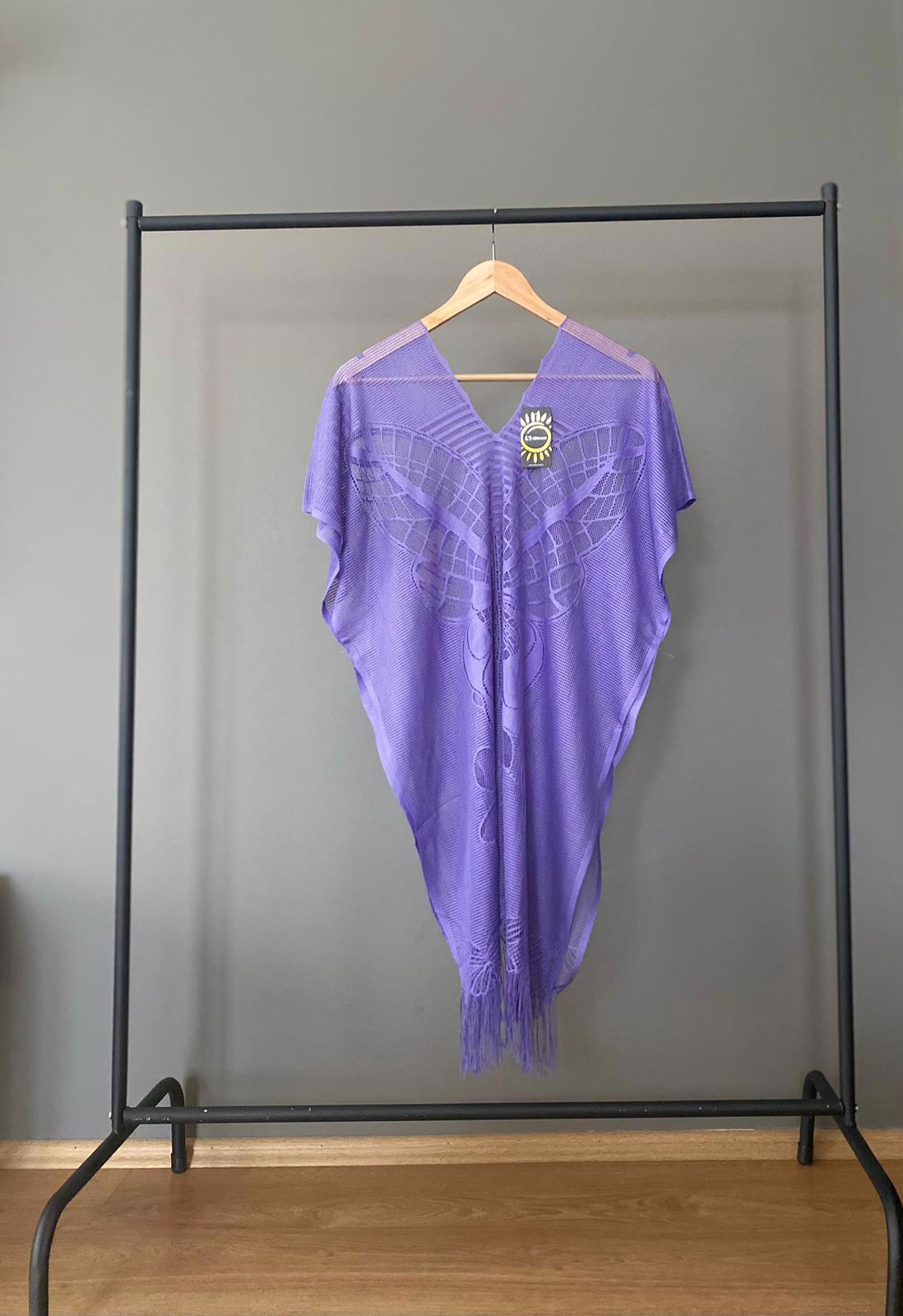 Pareo Bikini and Swimsuit Top Outfit Butterfly Pattern Lavender Color - view 3