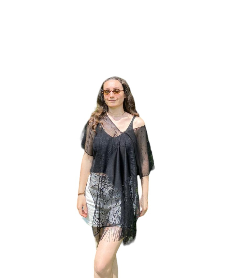 Pareo Bikini And Swimsuit Top Outfit Sun Pattern Black Color - view 2