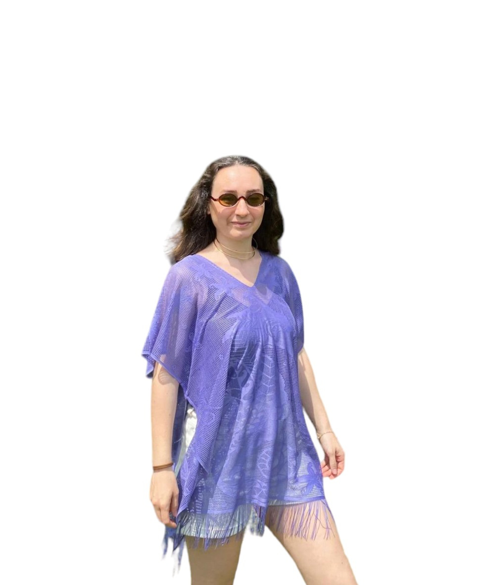  Pareo Bikini And Swimsuit Top Outfit Sea Horse Pattern Lavender Color - view 3