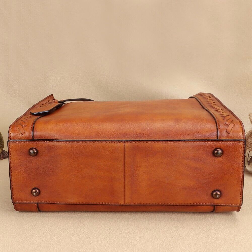Art Deco Satchel!  Vintage Leather Tote w/ Strap - Handmade Women's Bag  - view 2