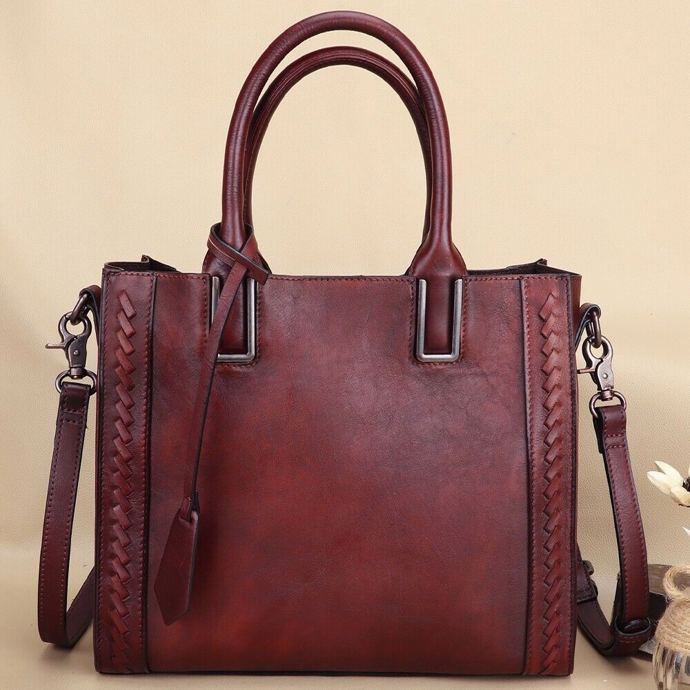 Art Deco Satchel!  Vintage Leather Tote w/ Strap - Handmade Women's Bag  - view 3