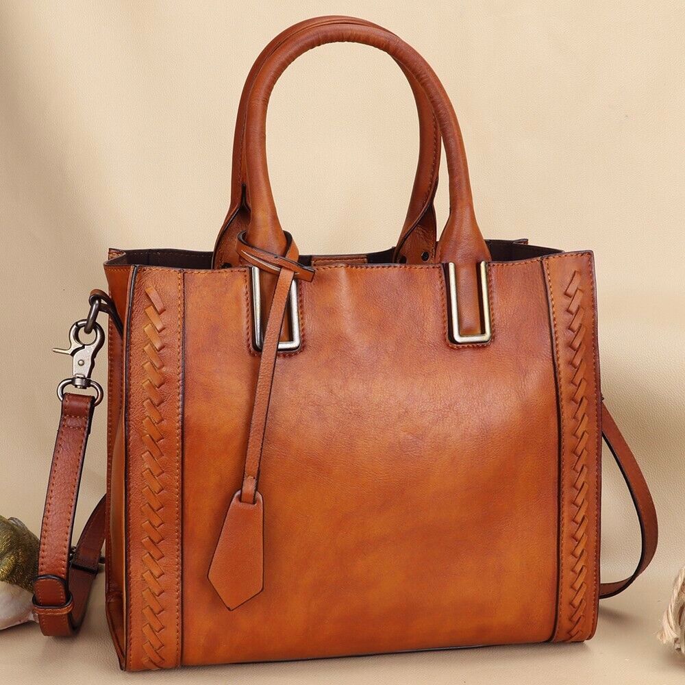 Art Deco Satchel!  Vintage Leather Tote w/ Strap - Handmade Women's Bag  - view 7