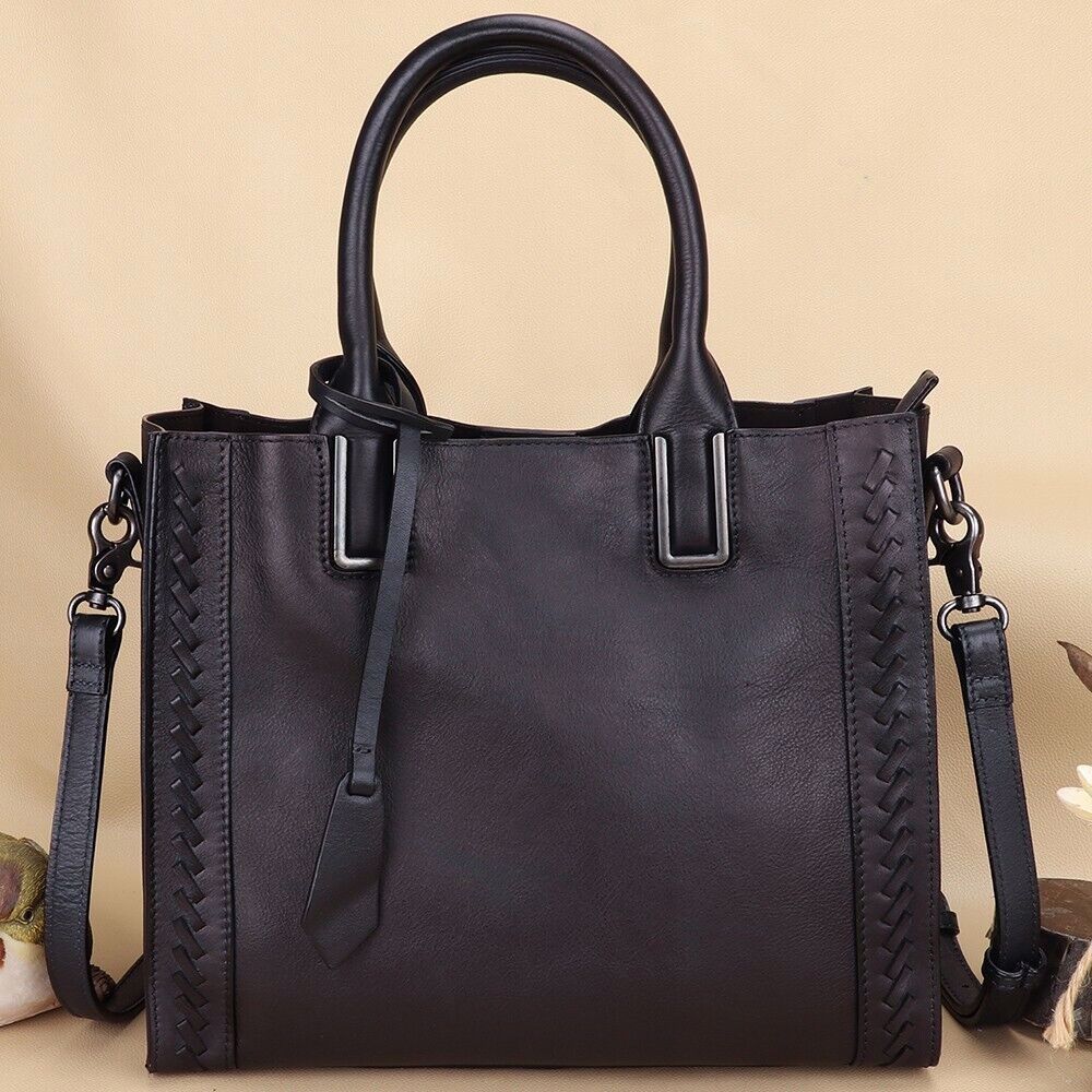 Art Deco Satchel!  Vintage Leather Tote w/ Strap - Handmade Women's Bag  - view 8