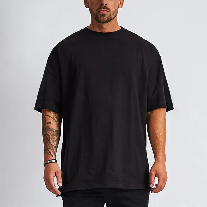 New Fashion Oversized Custom 220 Gsm Premium 100 Cotton Blank Round Neck Drop Shoulder T Shirt