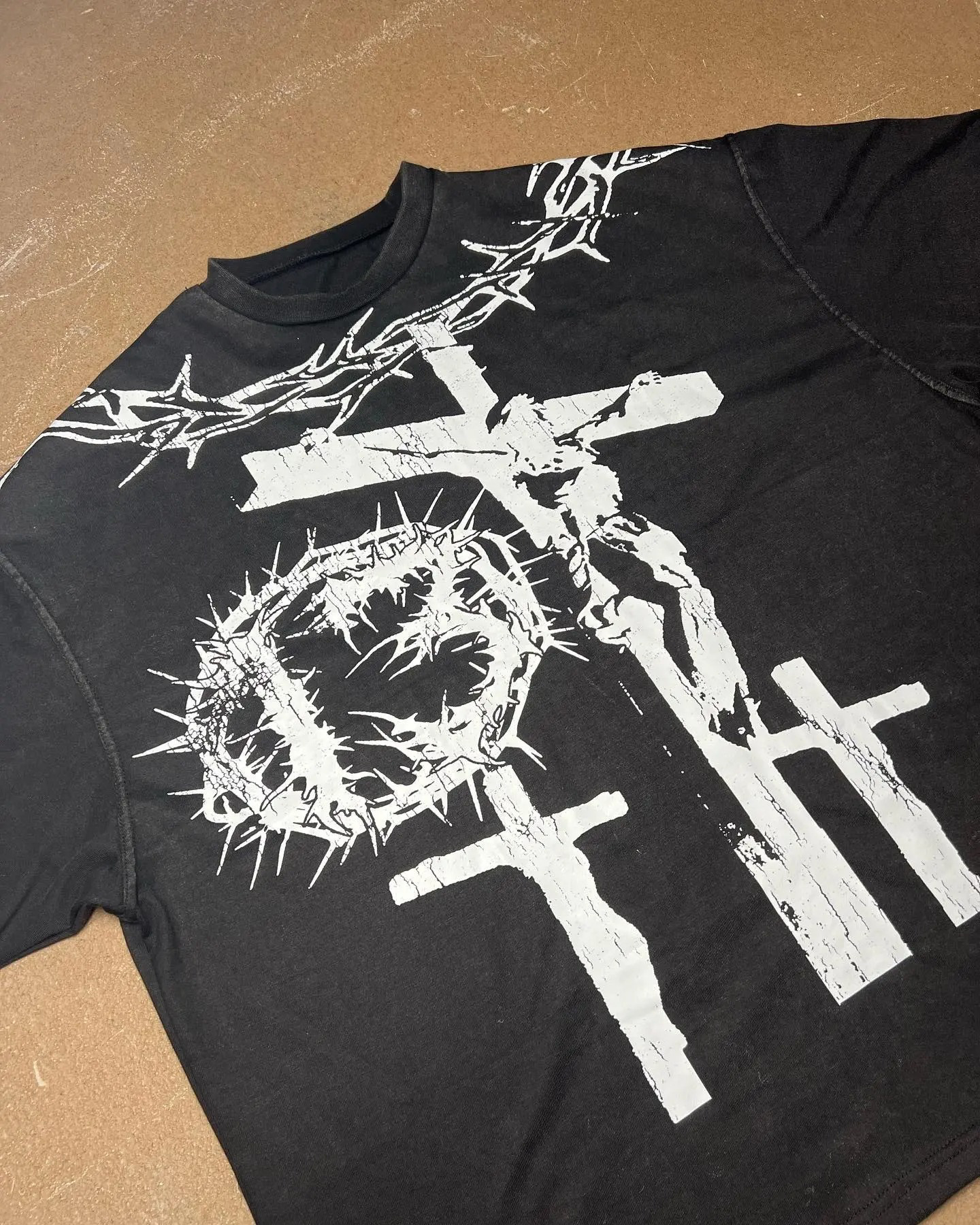 Customized Men's Plus Size T-Shirt Screen Print Drop Shoulder Streetwear with Puff Technique  - view 2
