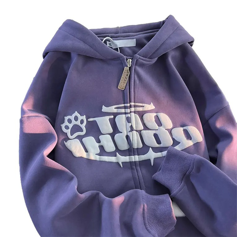Sportswear Custom Logo High Quality 3D Puff Printing Heavy Weight 100% Cotton Hoodie zip up Hoodies