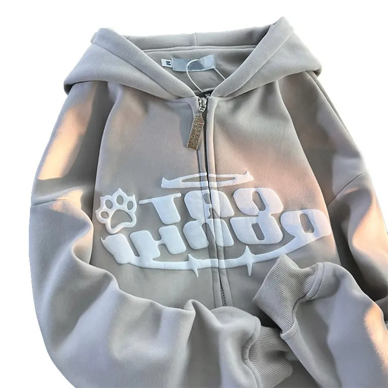 Sportswear Custom Logo High Quality 3D Puff Printing Heavy Weight 100% Cotton Hoodie zip up Hoodies - view 6