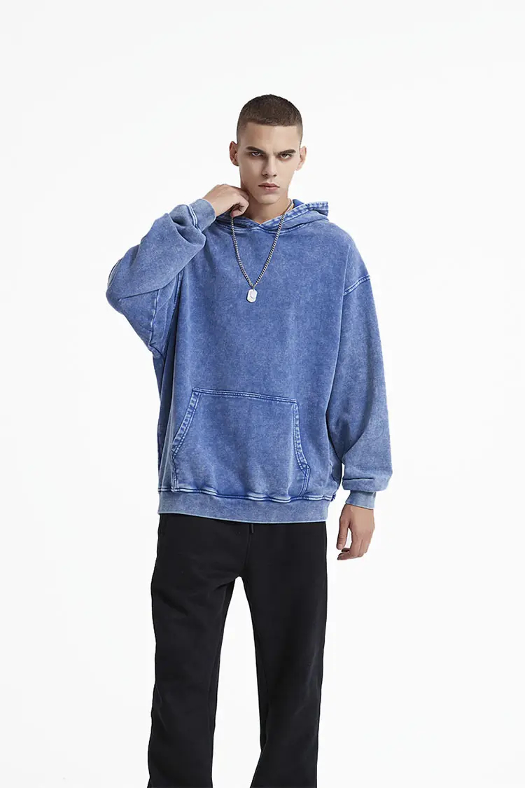 High Quality 100% Cotton Acid Washed Hoodie High Street Series Washing Sweater Washed Vintage Hoodie - view 5