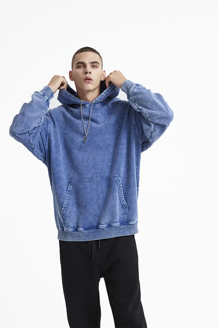 High Quality 100% Cotton Acid Washed Hoodie High Street Series Washing Sweater Washed Vintage Hoodie - view 6