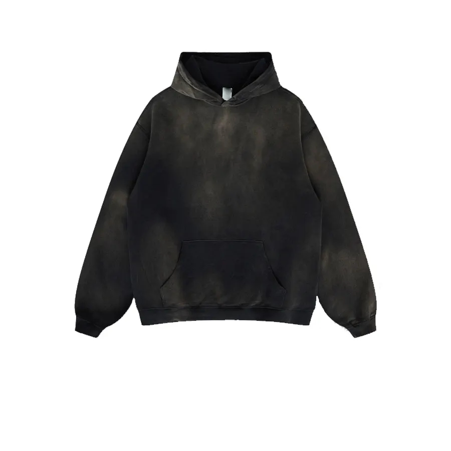 Mens Cotton Oversized Vintage Stone Acid Wash Hoodies Custom Logo Paint Splatter Distressed Hoodie