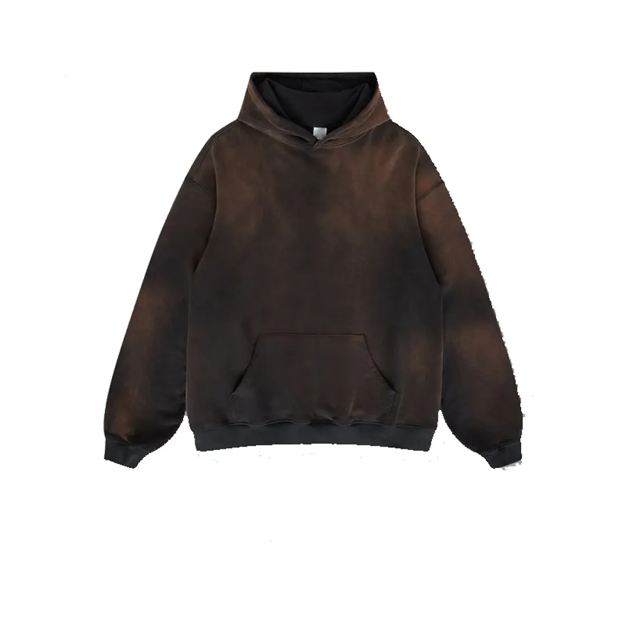 Mens Cotton Oversized Vintage Stone Acid Wash Hoodies Custom Logo Paint Splatter Distressed Hoodie - view 3