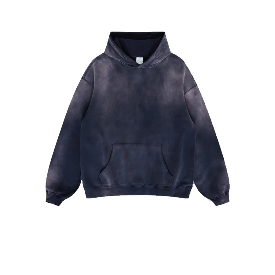 Mens Cotton Oversized Vintage Stone Acid Wash Hoodies Custom Logo Paint Splatter Distressed Hoodie - view 5