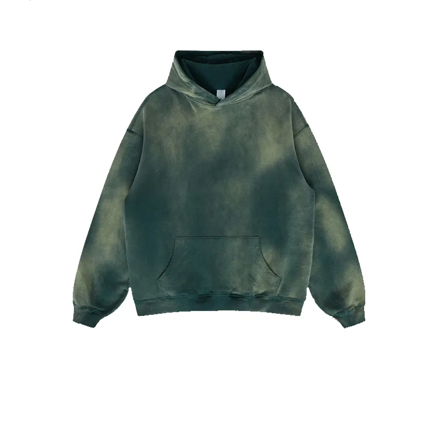 Mens Cotton Oversized Vintage Stone Acid Wash Hoodies Custom Logo Paint Splatter Distressed Hoodie - view 6
