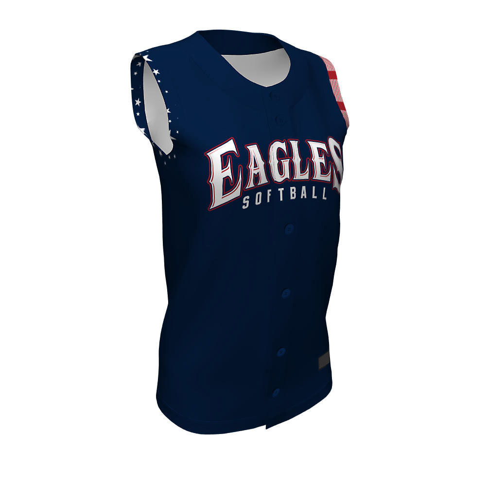 Softball Full Button Sleeveless Jerseys Eagles FBS-01
