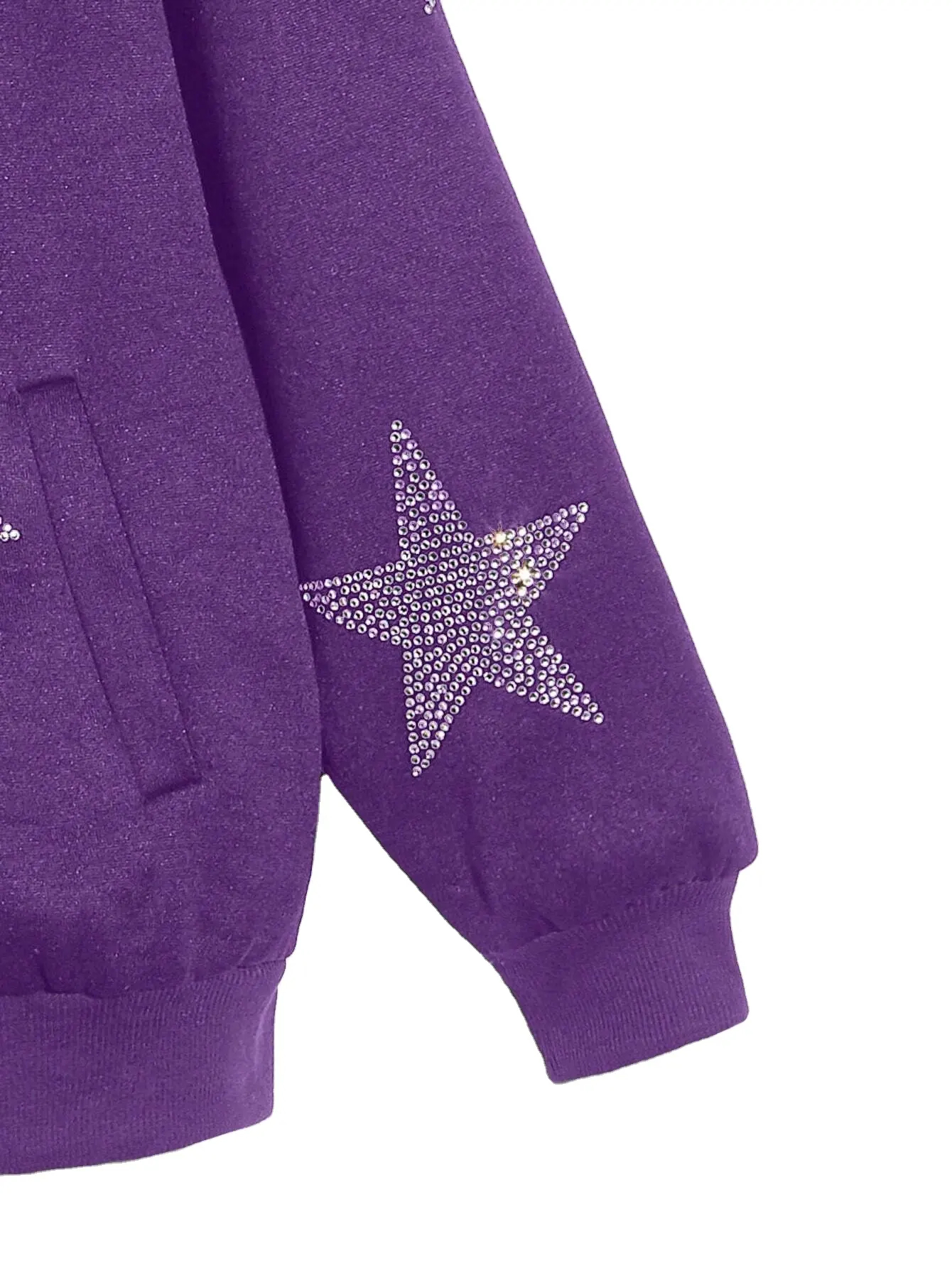 Oem Manufacture customize Rhinestone Logo Hoodie Men Zip Up Fashion Rhinestone hoodie  - view 3